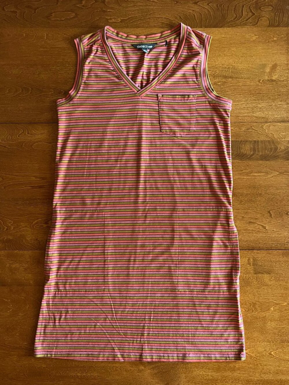 Toad&Co sunset stripe V-neck pocket dress S